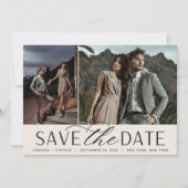 Vloeiend script | Twee foto-bruiloft Save The Date (Voorkant)