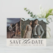 Vloeiend script | Twee foto-bruiloft Save The Date (Staand voorkant)