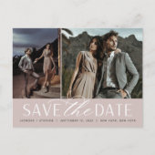 Vloeiend script | Twee foto's die de datum opslaan Aankondigingskaart (Voorkant)