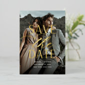 Vloeiend script | Verticale foto slaat de datum op Folie Uitnodiging (Staand Voorkant)