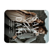 Vloeiend script | Verticale foto slaat de datum op Magneet (Horizontaal)