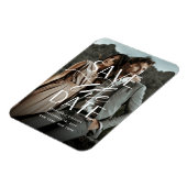 Vloeiend script | Verticale foto slaat de datum op Magneet (Linkerzijde)