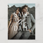 Vloeiend script Verticale foto Weddenschap Opslaan Aankondigingskaart (Voorkant)