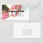 Vloeiend sjabloon voor visitekaartjes met roze roz (Voorkant / Achterkant)