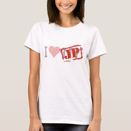 Vloeiend t-shirt "i love JP NY" huismuziek dj edm (Voorkant)