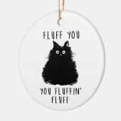 Vloeiend u zwarte kattentekening keramisch ornament (Links)