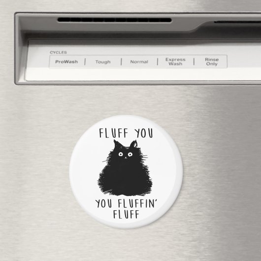 Vloeiend u zwarte kattentekening magneet (Insitu (Vaatwasser))