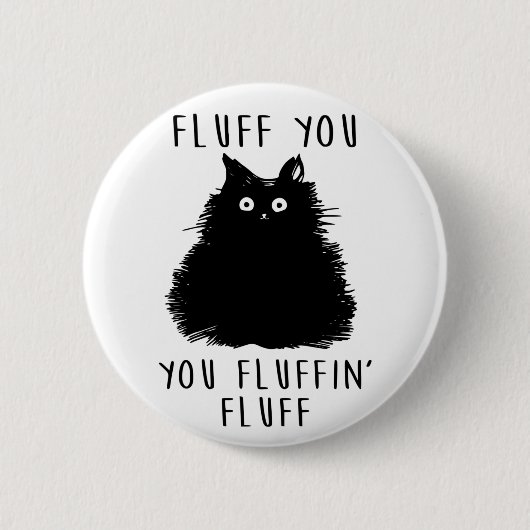 Vloeiend u zwarte kattentekening ronde button 5,7 cm (Voorkant)