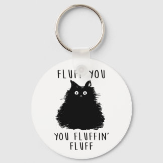 Vloeiend u zwarte kattentekening sleutelhanger