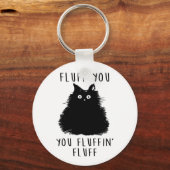 Vloeiend u zwarte kattentekening sleutelhanger (Voorkant)