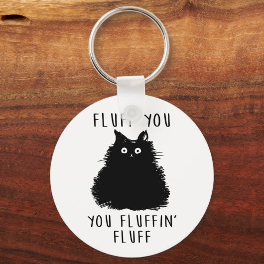 Vloeiend u zwarte kattentekening sleutelhanger (Voorkant)