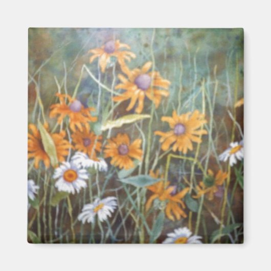 "Vloeiend veld #1" Floral Magnet (Voorkant)