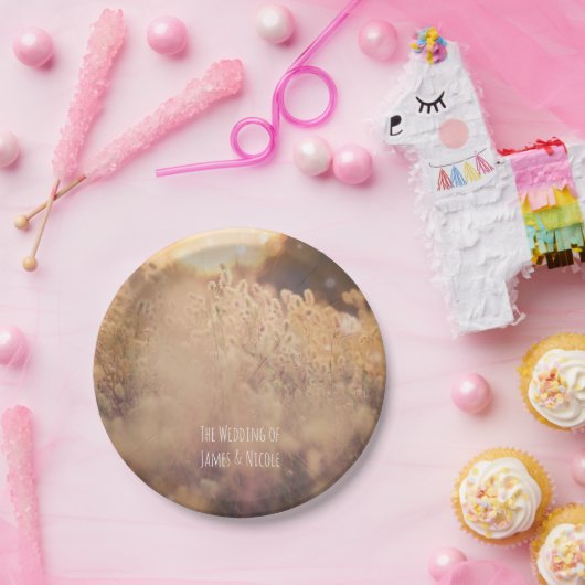 Vloeiend veld Rustisch land Weddenschap Papieren Bordje (Feest)