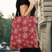 Vloeiend vermogen Rood en Witte Retro Floral Tote Bag