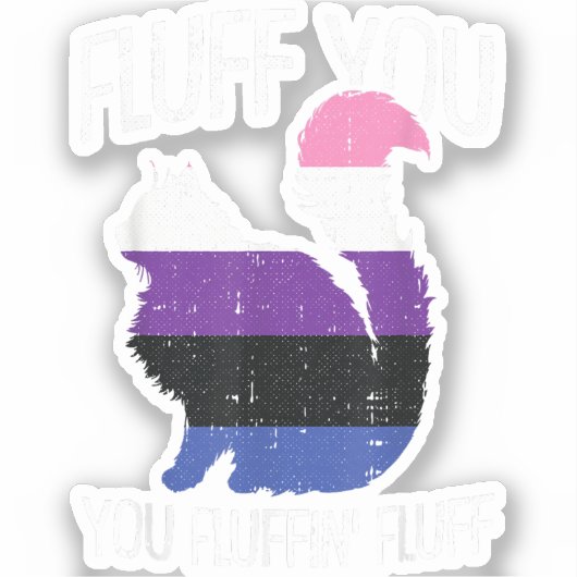 Vloeiend voor je fluffin fluff Gender-Fluid Pride  Sticker (Voorkant)