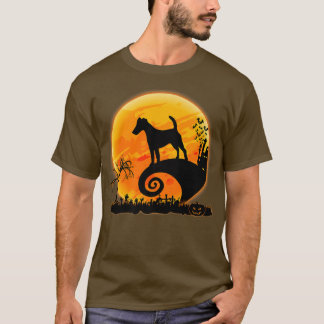 Vloeiend voor terrier Dog en moon Funny Halloween T-shirt