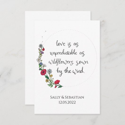 Vloeiend weddenschap, liefdescitaat bedankkaart (Voorkant / Achterkant)