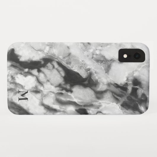 Vloeiend wit en donkergrijze marmer Case-Mate iPhone case (Achterkant (horizontaal))