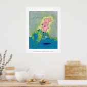 Vloeiend zwevend PIG uniek hedendaags ART Poster (Keuken)