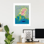 Vloeiend zwevend PIG uniek hedendaags ART Poster (Thuiskantoor)