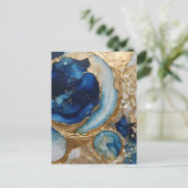 Vloeiende abstracte goud-navy strand briefkaart (Staand voorkant)