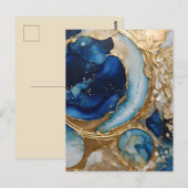 Vloeiende abstracte goud-navy strand briefkaart (Voorkant / Achterkant)