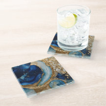 Vloeiende abstracte goud-navy strand