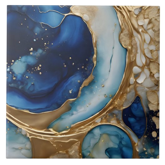 Vloeiende abstracte goud-navy strand tegeltje (Voorkant)