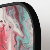 Vloeiende Abstracte kunst van Groen Rood Wit Pickleball Paddle (Links Detail)