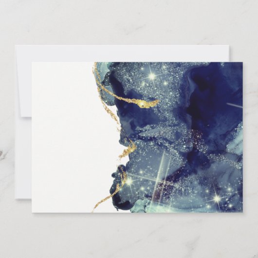 Vloeiende Abstracte marine Glitter sparen de Datum Bedankkaart (Achterkant)