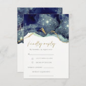 Vloeiende Abstracte marine Glitter Wedding RSVP Informatiekaartje (Voorkant / Achterkant)