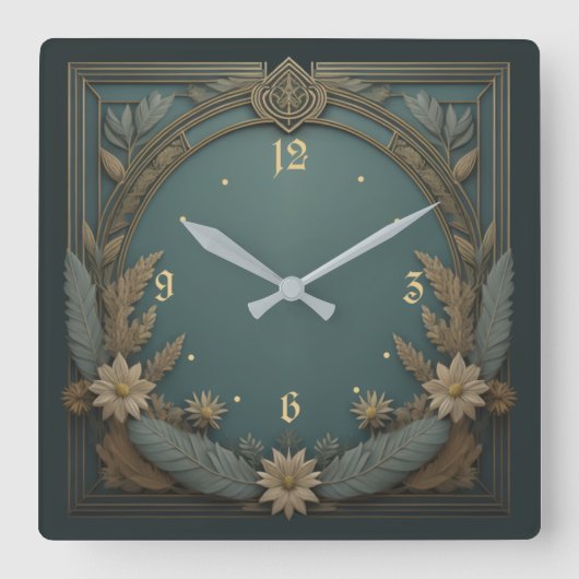 Vloeiende Art Deco Vierkante Klok (Voorkant)