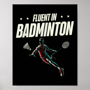 Vloeiende Badminton Player Shuttle Poster