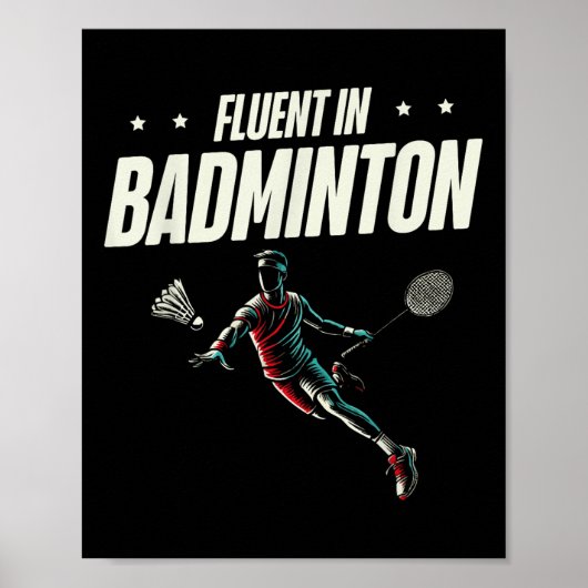 Vloeiende Badminton Player Shuttle Poster (Voorkant)