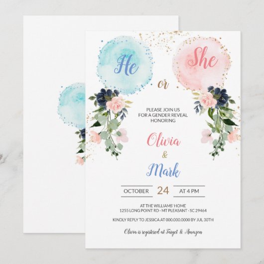 Vloeiende ballonnen kaart (Voorkant / Achterkant)