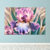 *~* Vloeiende Blauwe IRIS Irissen Bloemen TV2 Canvas Afdruk (Insitu (Houten vloer))