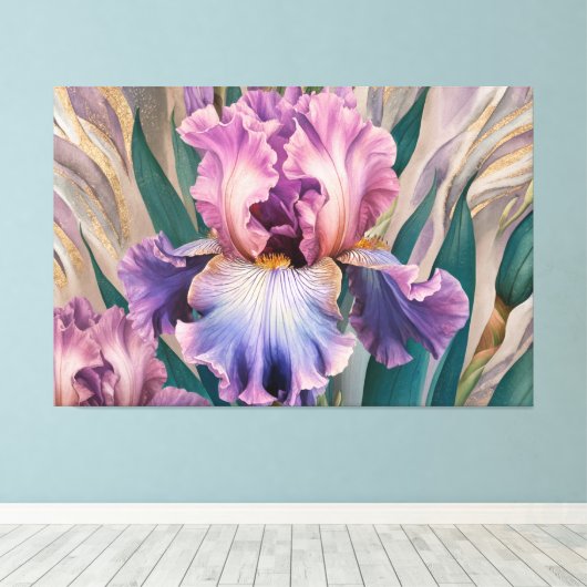 *~* Vloeiende Blauwe IRIS Irissen  Bloemen TV2 Canvas Afdruk (Insitu (Houten vloer))