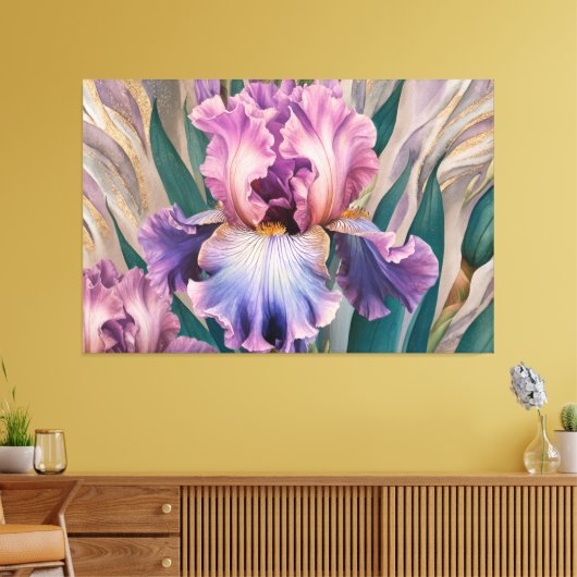 *~* Vloeiende Blauwe IRIS Irissen  Bloemen TV2 Canvas Afdruk (Insitu (Woonkamer))