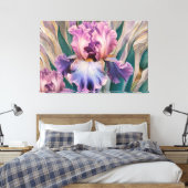 *~* Vloeiende Blauwe IRIS Irissen Bloemen TV2 Canvas Afdruk (Insitu (Slaapkamer))