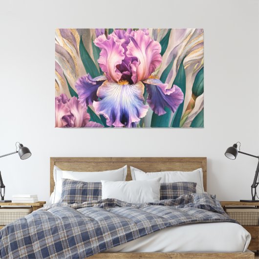 *~* Vloeiende Blauwe IRIS Irissen  Bloemen TV2 Canvas Afdruk (Insitu (Slaapkamer))