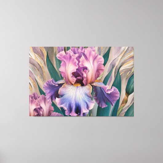 *~* Vloeiende Blauwe IRIS Irissen Bloemen TV2 Canvas Afdruk (Voorkant)