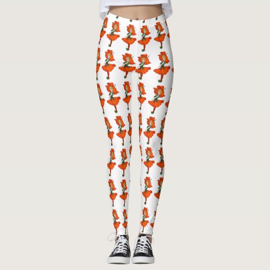 Vloeiende bloemen Cartoon Leggings (Voorkant)