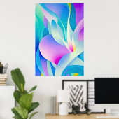 Vloeiende Bloemen in Pastel Poster (Thuiskantoor)