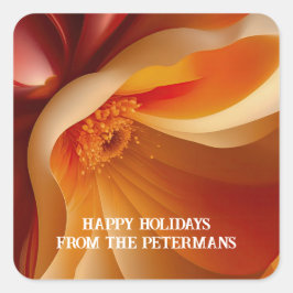 Vloeiende Bloemen in Rood Vierkante Sticker