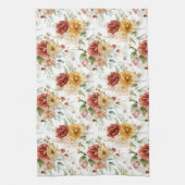  Vloeiende Bouquets in Rust en Gold Floral Theedoek (Verticaal)