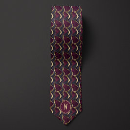 Vloeiende Bourgogne, Zwart en Goud Abstract Stropdas