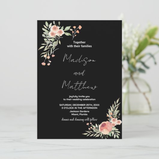 Vloeiende bruiloft kaart (Staand voorkant)