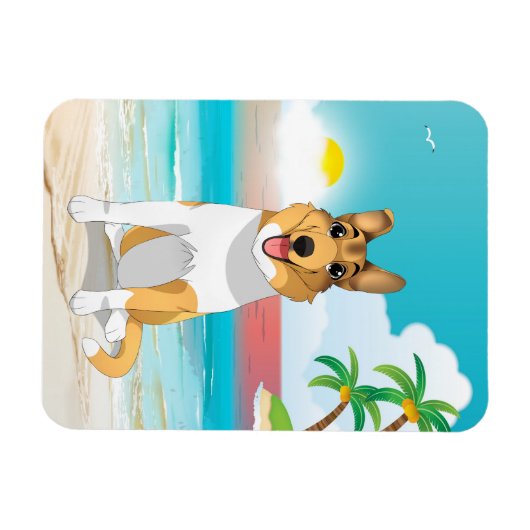 Vloeiende Collie Dog aan het strand Magneet (Horizontaal)