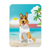 Vloeiende Collie Dog aan het strand Magneet (Verticaal)