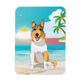 Vloeiende Collie Dog aan het strand Magneet